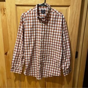 Saddlebred easy care men’s button up tartan plaid shirt size M used